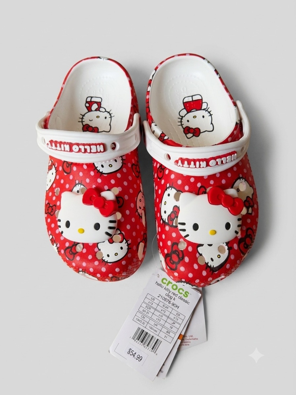 Hello Kitty Red and White Kids Slip-On Clogs with Bow Accents